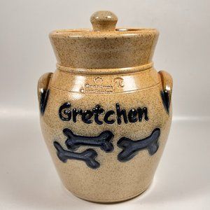 Creature Comforts Treat Pottery Jar Lidded Glazed Cobalt Blue Dog Biscuits